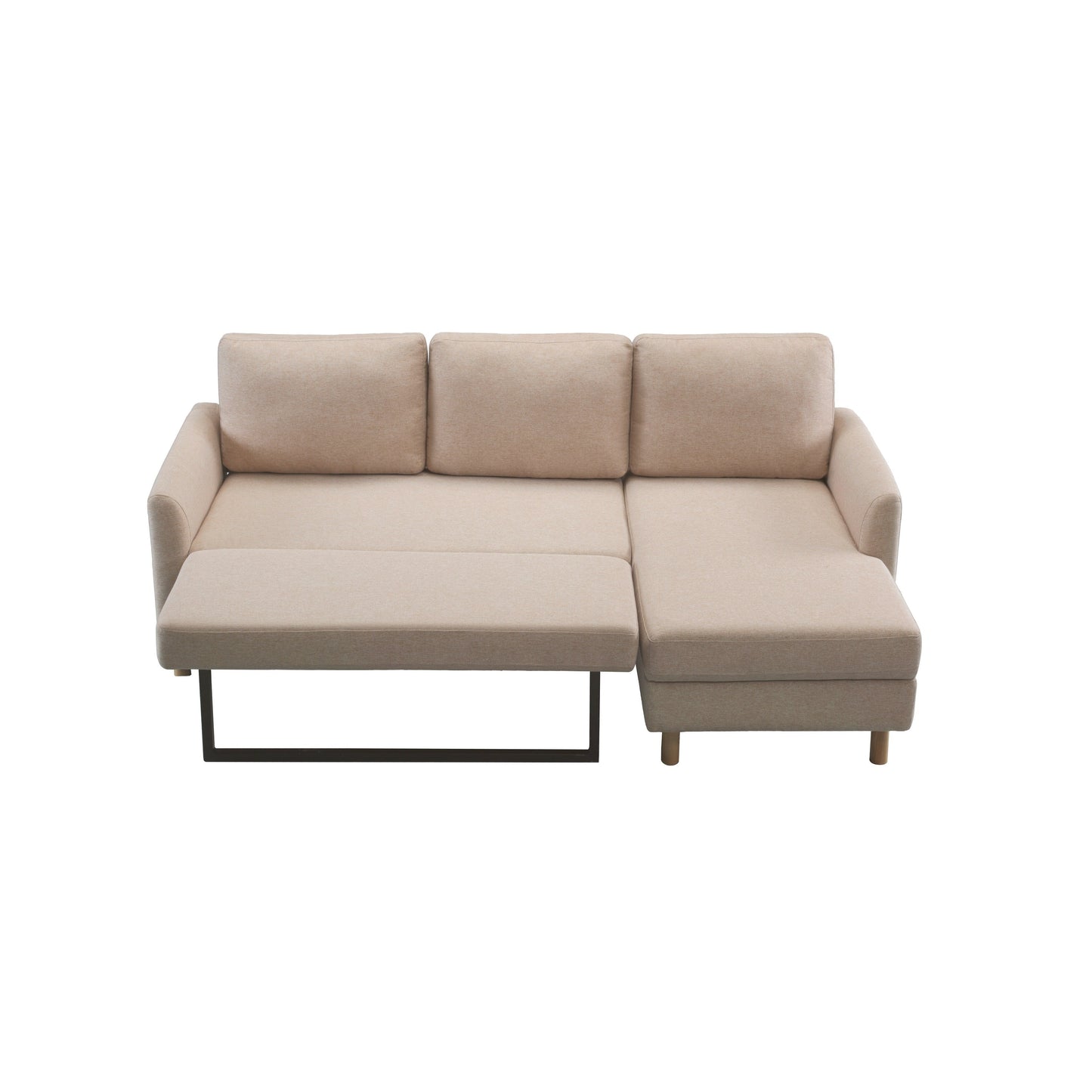 Divano letto a 3 posti a L in tessuto da 79,5'' con chaise longue, letto estraibile e design imbottito