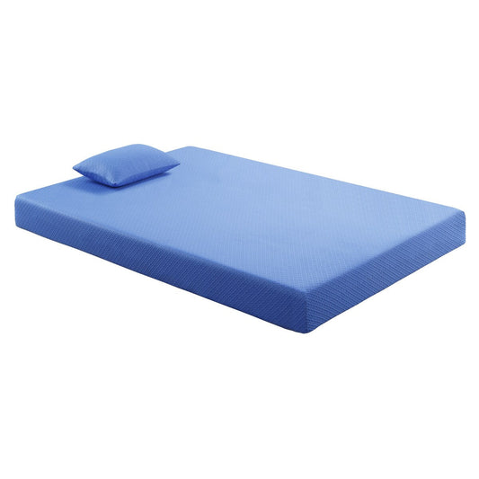 Set di materasso e cuscino da 7 pollici, in tessuto traspirante, in memory foam con infusione di gel, blu, materasso in una scatola