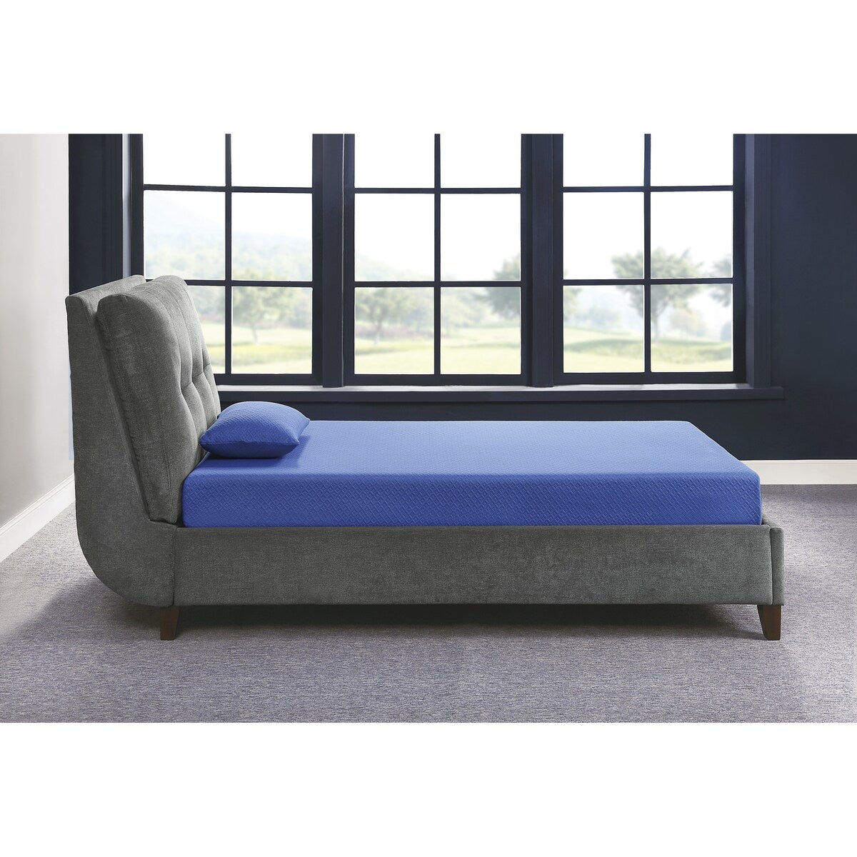 Set di materasso e cuscino da 7 pollici, in tessuto traspirante, in memory foam con infusione di gel, blu, materasso in una scatola