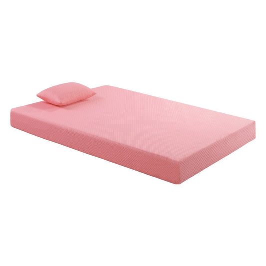 Set di materasso e cuscino da 7 pollici, in memory foam con gel traspirante, rosa, materasso in scatola