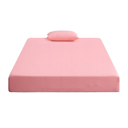 Set di materasso e cuscino da 7 pollici, in memory foam con gel traspirante, rosa, materasso in scatola