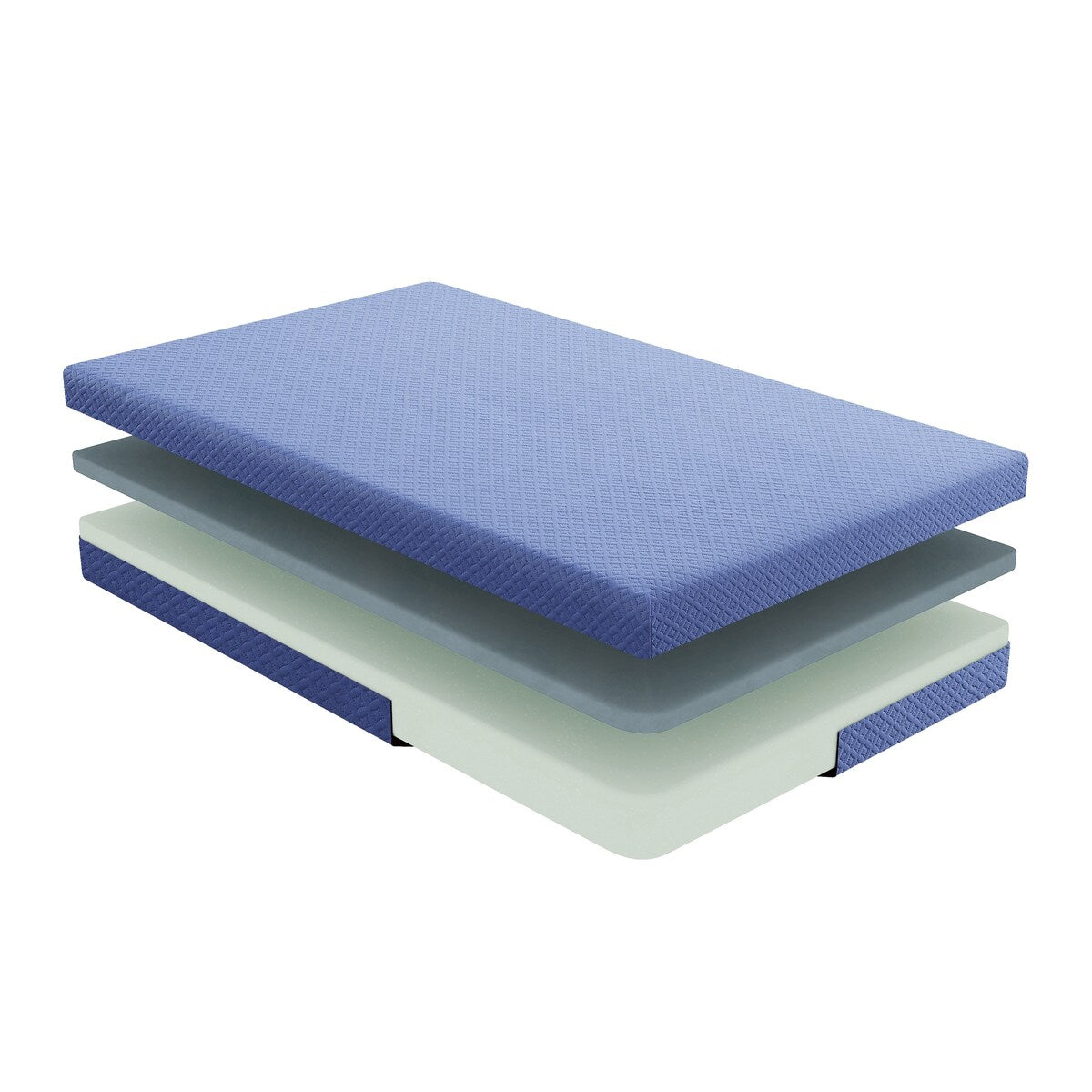 Set di materasso e cuscino singolo da 7 pollici, materasso in memory foam infuso di gel e tessuto traspirante, blu, materasso in una scatola