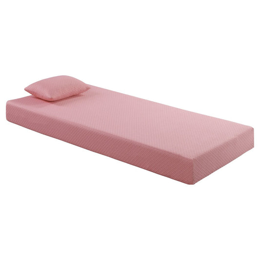 Set di materasso e cuscino singolo da 7 pollici, materasso in memory foam con gel traspirante, rosa, materasso in una scatola