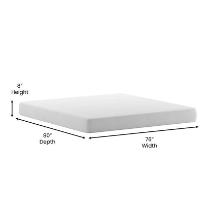 Materasso in memory foam rinfrescante al tè verde da 8 pollici, anti-pressione, in una scatola