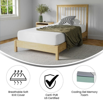 Materasso in memory foam rinfrescante al tè verde da 8 pollici, anti-pressione, in una scatola