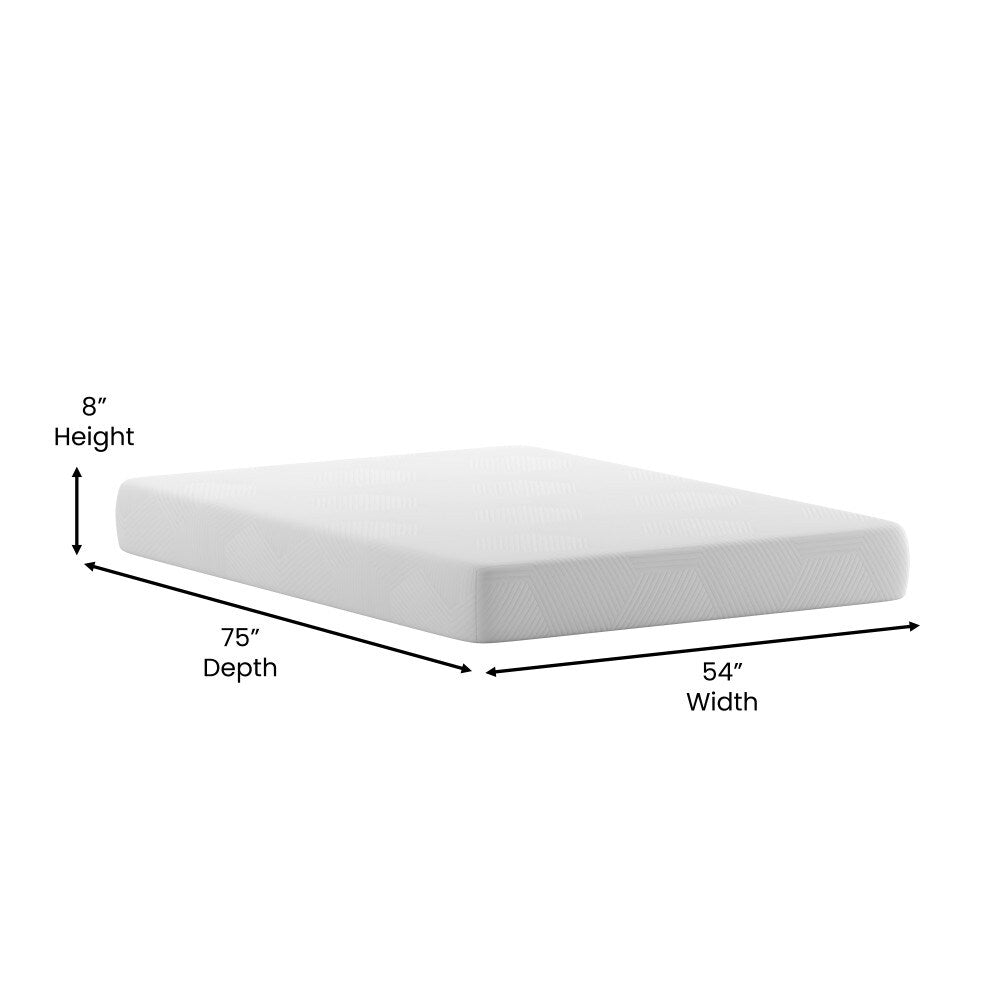 Materasso in memory foam rinfrescante al tè verde da 8 pollici, anti-pressione, in una scatola