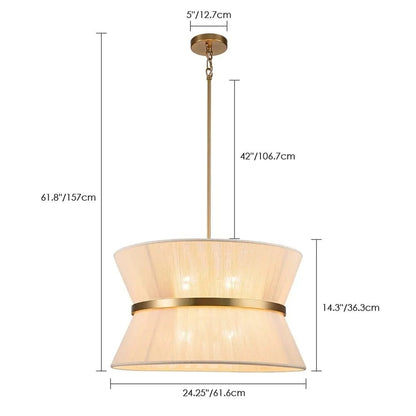 Lampadario a tamburo grande in stile boho moderno a 8 luci, lampadario a clessidra in tessuto intrecciato a mano da 24 pollici in oro/nero per sala da pranzo/soggiorno