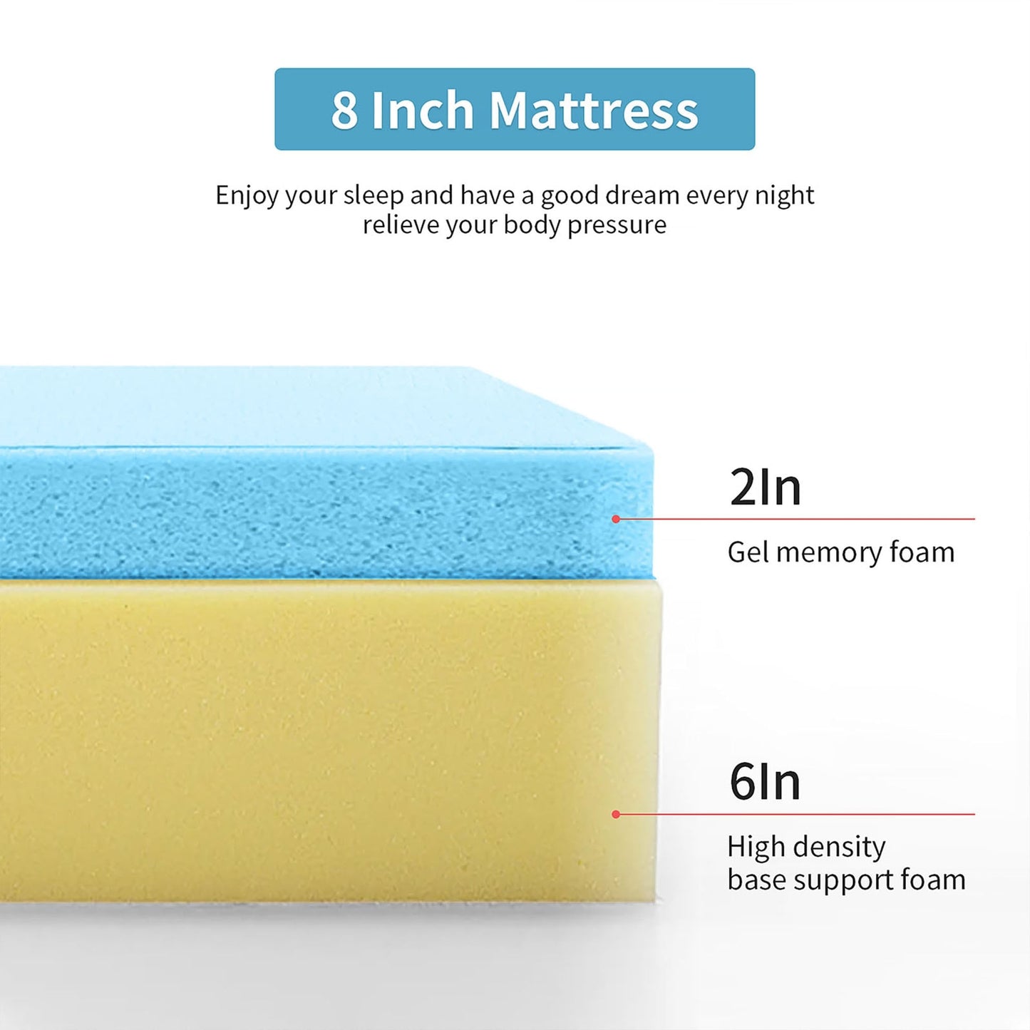 Materasso in memory foam con infusione di gel da 8 pollici