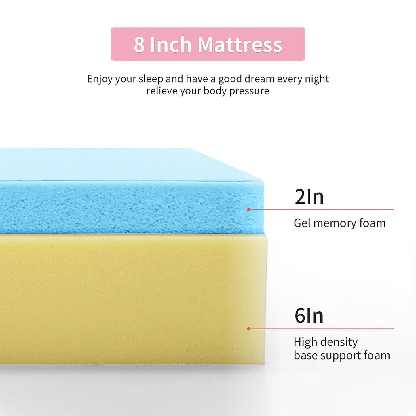 Materasso in memory foam con infusione di gel da 8 pollici