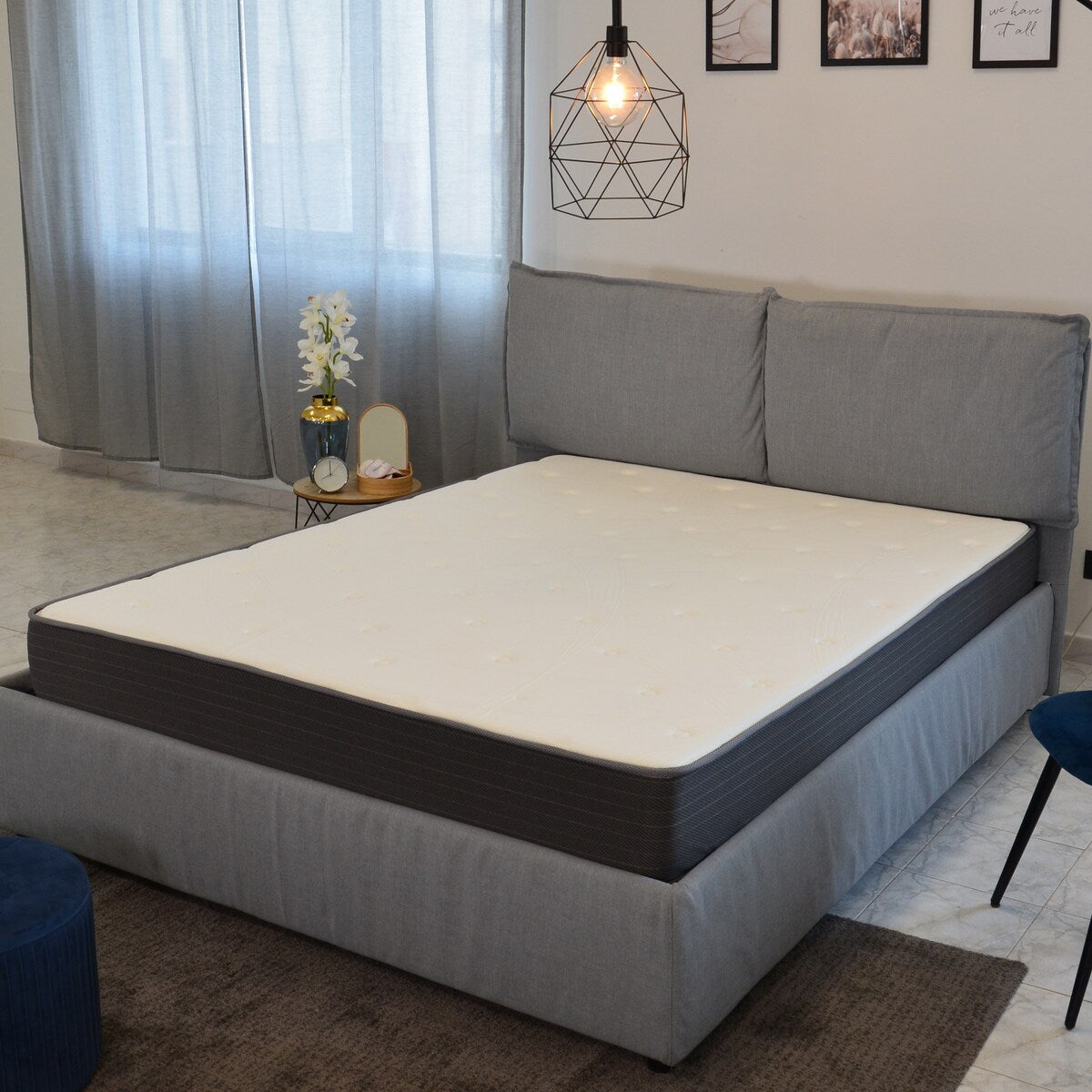 Materasso ibrido a molle insacchettate da 8 pollici, misura singola, letto in una scatola, materasso in memory foam con morbido gel Euro Top, bianco/grigio