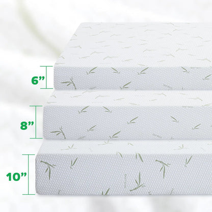 Materasso in memory foam al tè verde da 8 pollici, materasso rinfrescante a media sensazione in una scatola, CertiPUR-US