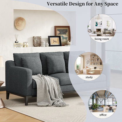 Divano a 3 posti in poliestere 80,5, finiture in legno massello - Comfort premium per soggiorno o studio