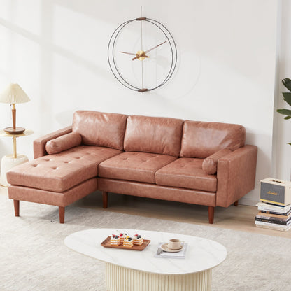Divano componibile a L in tessuto 80 con cuscini trapuntati e chaise longue reversibile