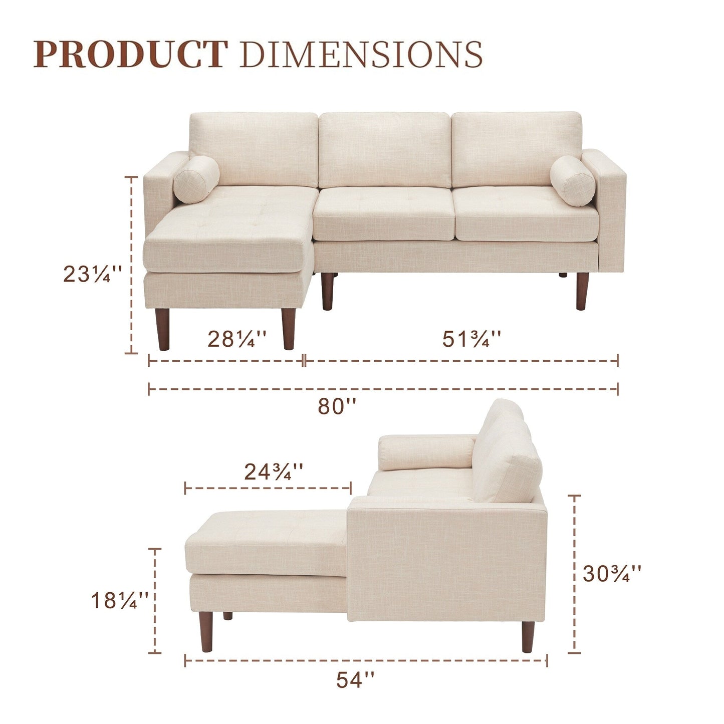 Divano componibile a L da 80 posti in lino con chaise longue reversibile, cuscino di seduta trapuntato, robusta struttura in legno