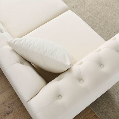 Divano Chesterfield in velluto 80 a 3 posti con design capitonné, finiture con borchie e 2 cuscini