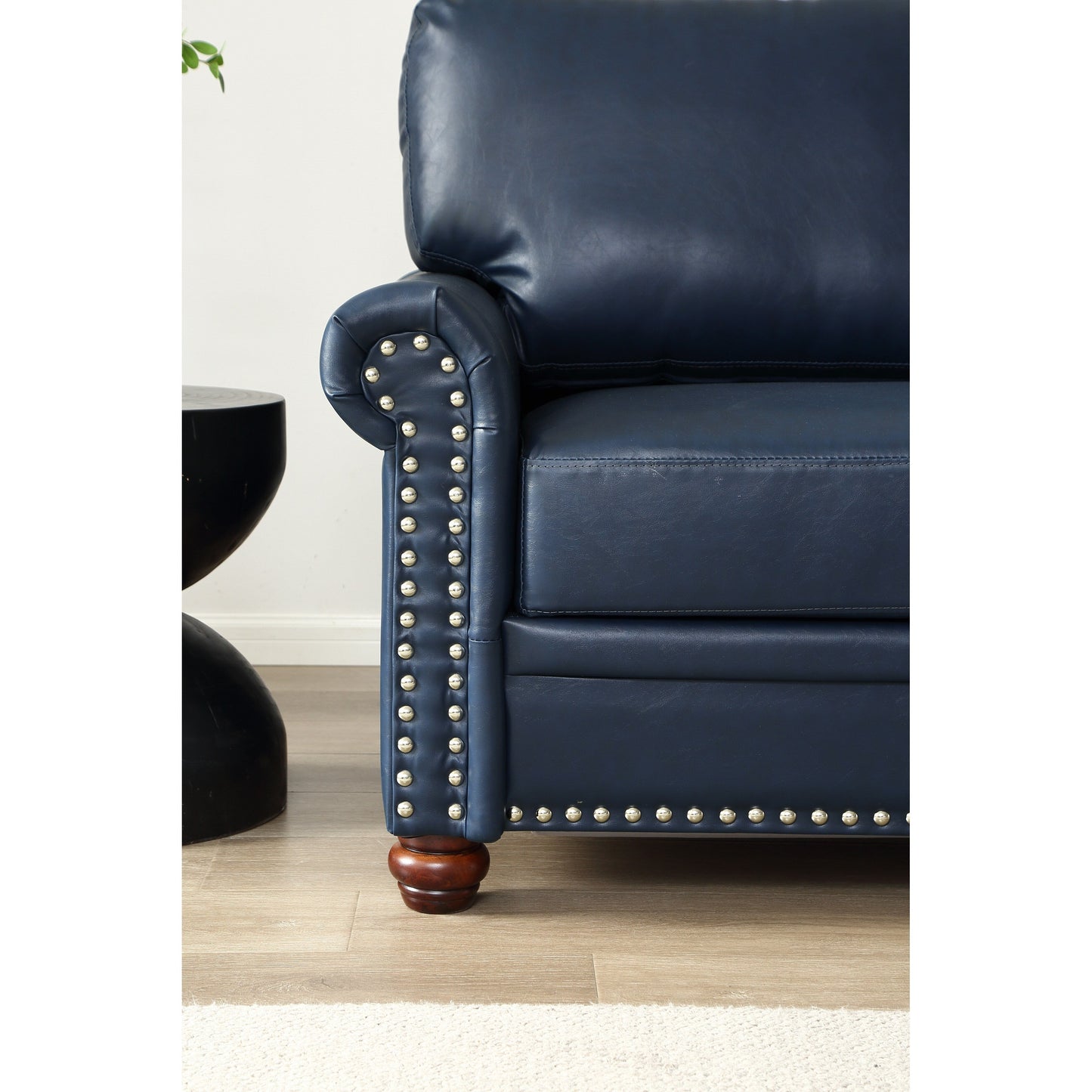 Divano a 3 posti in similpelle con contenitore, struttura in legno massello e metallo, supporto a 6 gambe, contenitori sotto il sedile