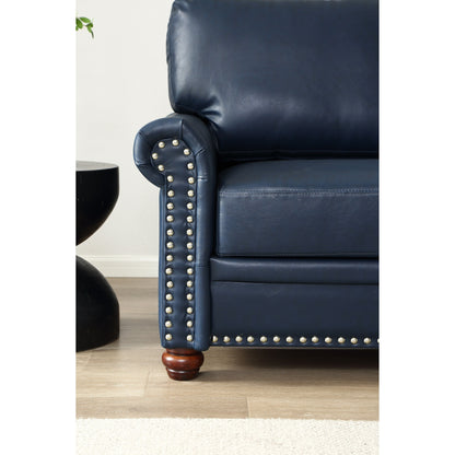 Divano a 3 posti in similpelle con contenitore, struttura in legno massello e metallo, supporto a 6 gambe, contenitori sotto il sedile
