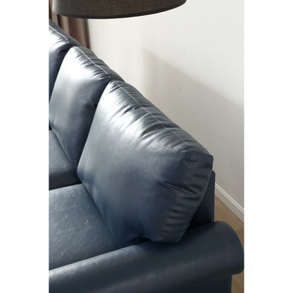 Divano a 3 posti in similpelle con contenitore, struttura in legno massello e metallo, supporto a 6 gambe, contenitori sotto il sedile