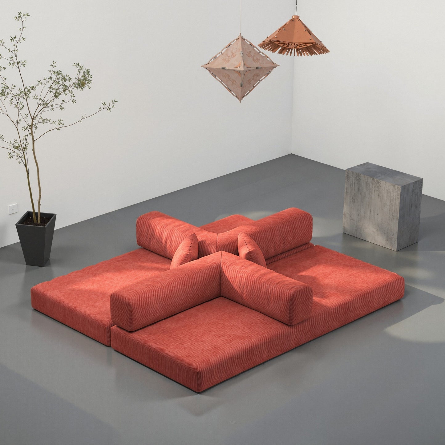 Divano modulare a 3 posti in schiuma 82.68 con schienale rimovibile, seduta larga 70 cm, rivestimento lavabile, struttura in acciaio inossidabile