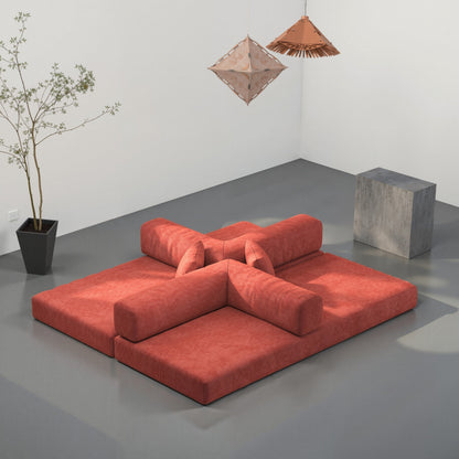 Divano modulare a 3 posti in schiuma 82.68 con schienale rimovibile, seduta larga 70 cm, rivestimento lavabile, struttura in acciaio inossidabile