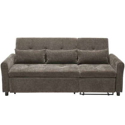 Divano letto 2 in 1 in ciniglia 82 con schienale regolabile, chaise longue reversibile, porte di ricarica USB