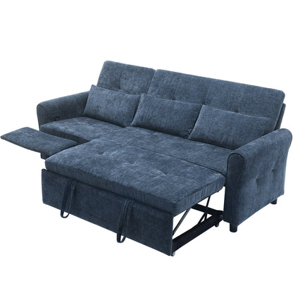 Divano letto 2 in 1 in ciniglia 82 con schienale regolabile, chaise longue reversibile, porte di ricarica USB