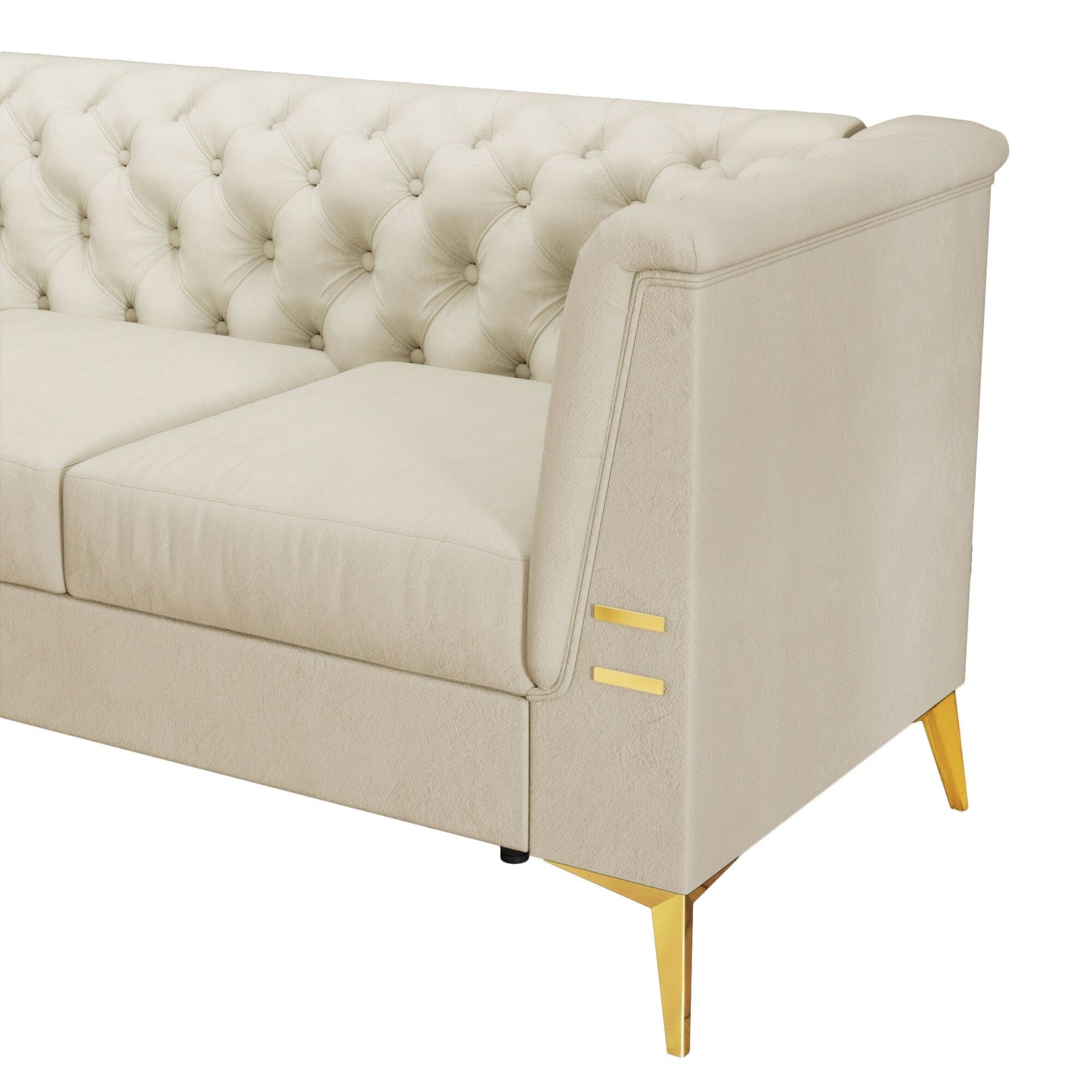 Divano moderno in velluto a 3 posti da 82'' con design capitonné e gambe in metallo dorato