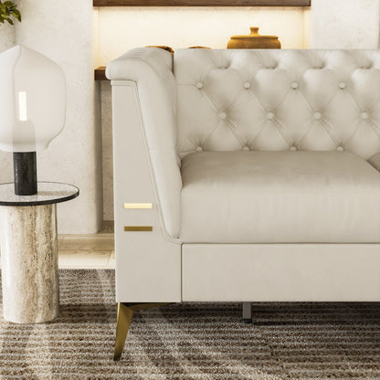 Divano moderno in velluto a 3 posti da 82'' con design capitonné e gambe in metallo dorato