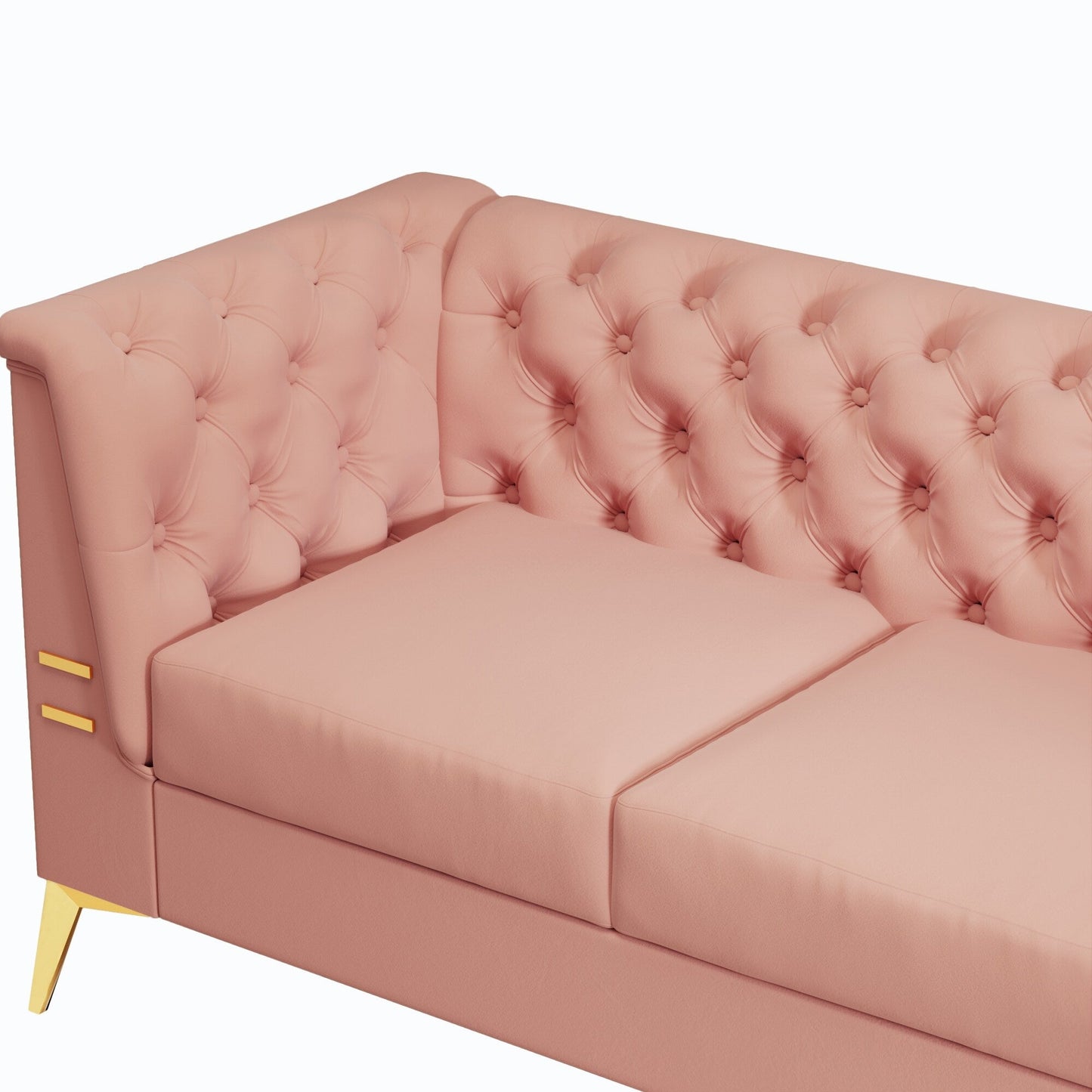 Divano moderno in velluto a 3 posti da 82'' con design capitonné e gambe in metallo dorato