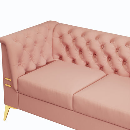 Divano moderno in velluto a 3 posti da 82'' con design capitonné e gambe in metallo dorato