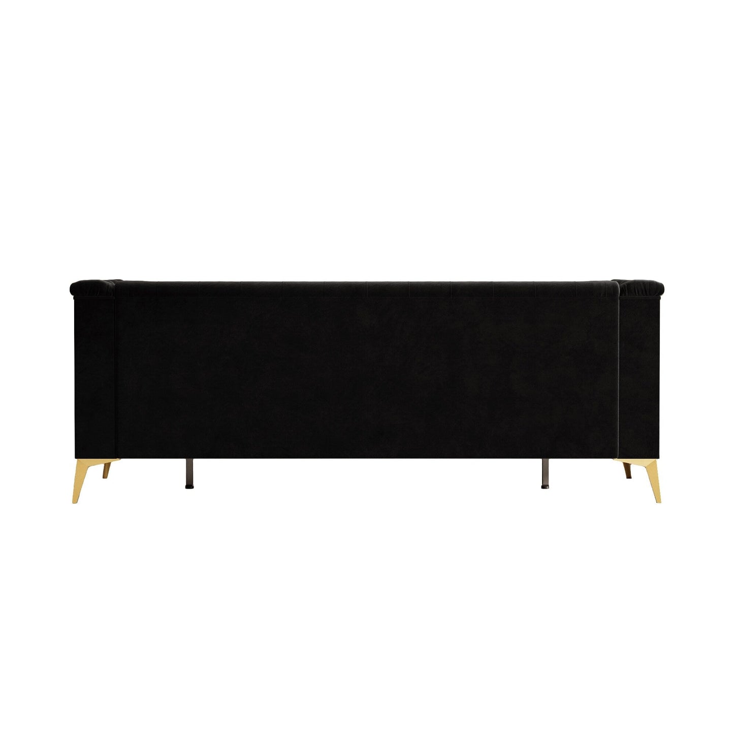 Divano Chesterfield in velluto da 82'' a 3 posti con gambe in metallo dorato, spugna ad alto rimbalzo e cuscini rimovibili