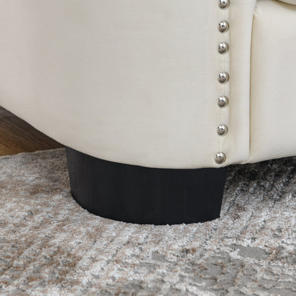 Divano angolare Chesterfield in velluto da 82'' a forma di L, 5 posti con finiture a borchie, cuscini rimovibili e struttura in legno massello