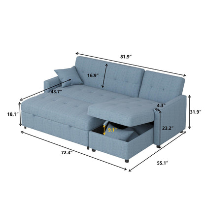 Divano letto reversibile e chaise longue da 82'' di larghezza