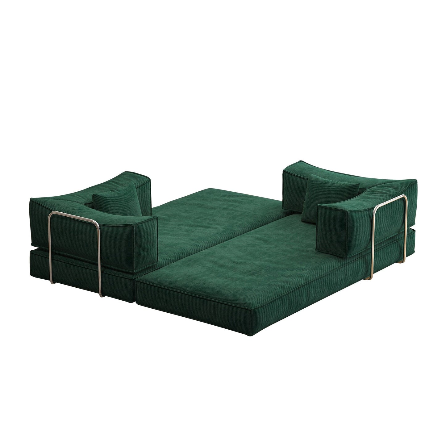 Divano letto imbottito convertibile in velluto a coste, divano futon pieghevole con 2 cuscini