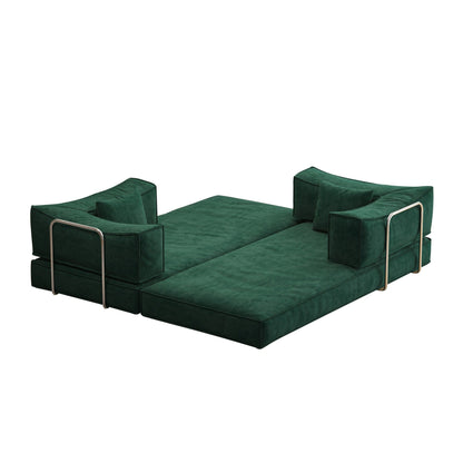 Divano letto imbottito convertibile in velluto a coste, divano futon pieghevole con 2 cuscini