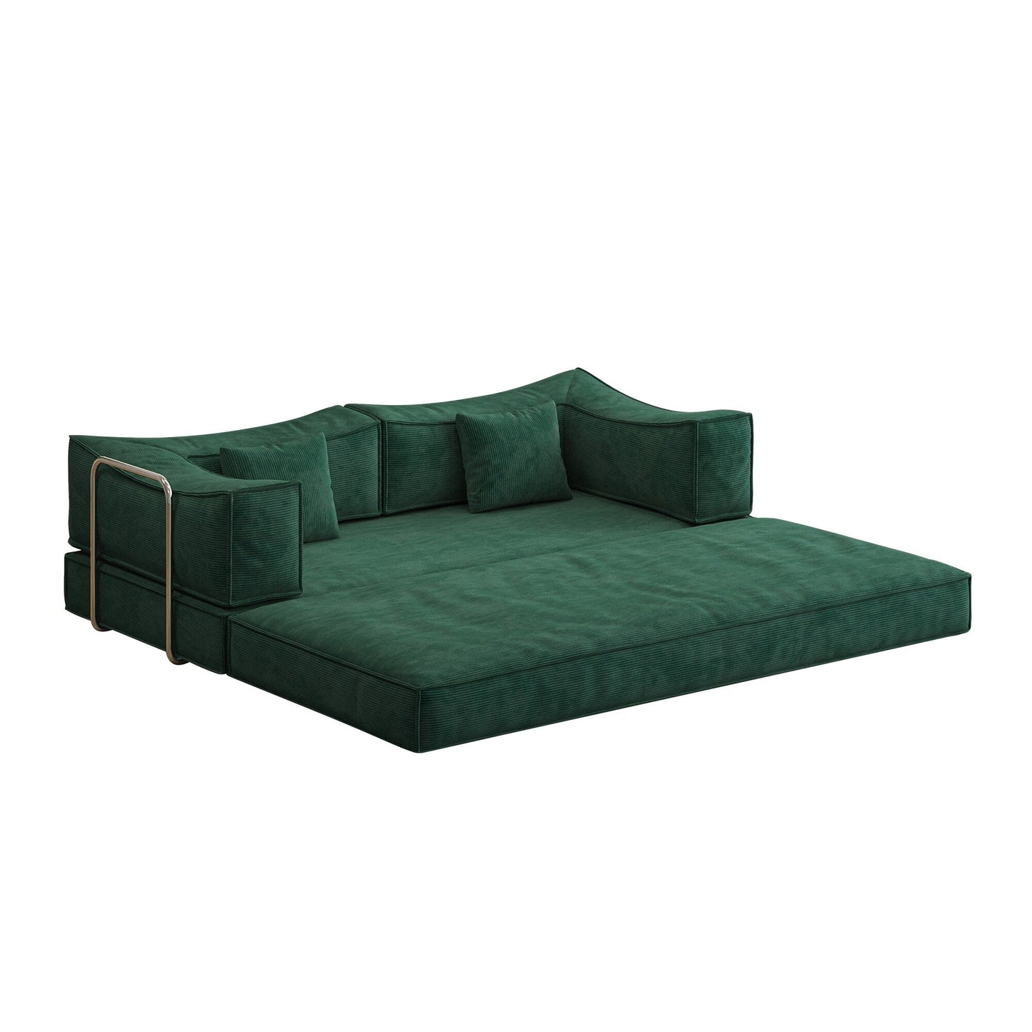 Divano letto imbottito convertibile in velluto a coste, divano futon pieghevole con 2 cuscini