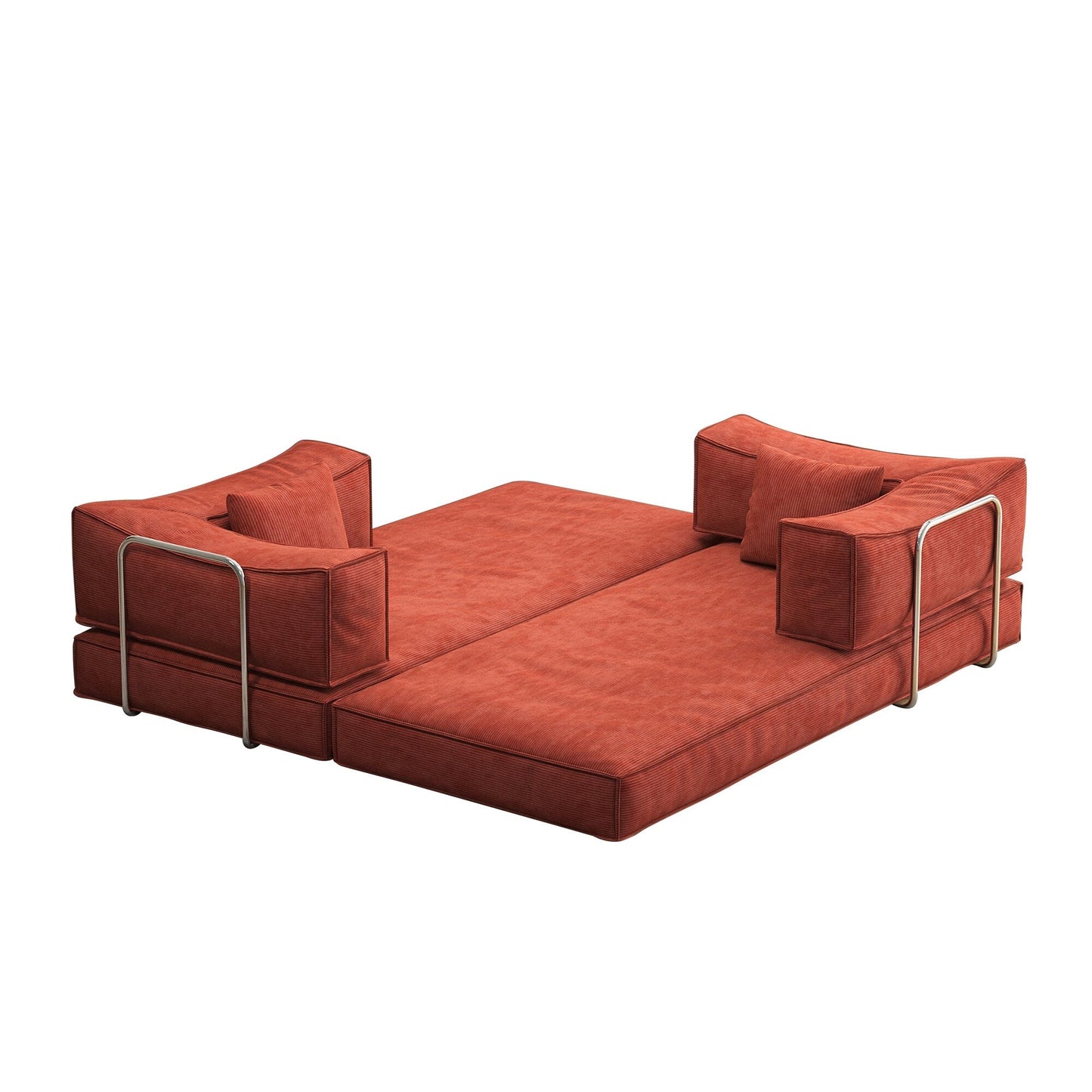 Divano letto imbottito convertibile in velluto a coste, divano futon pieghevole con 2 cuscini