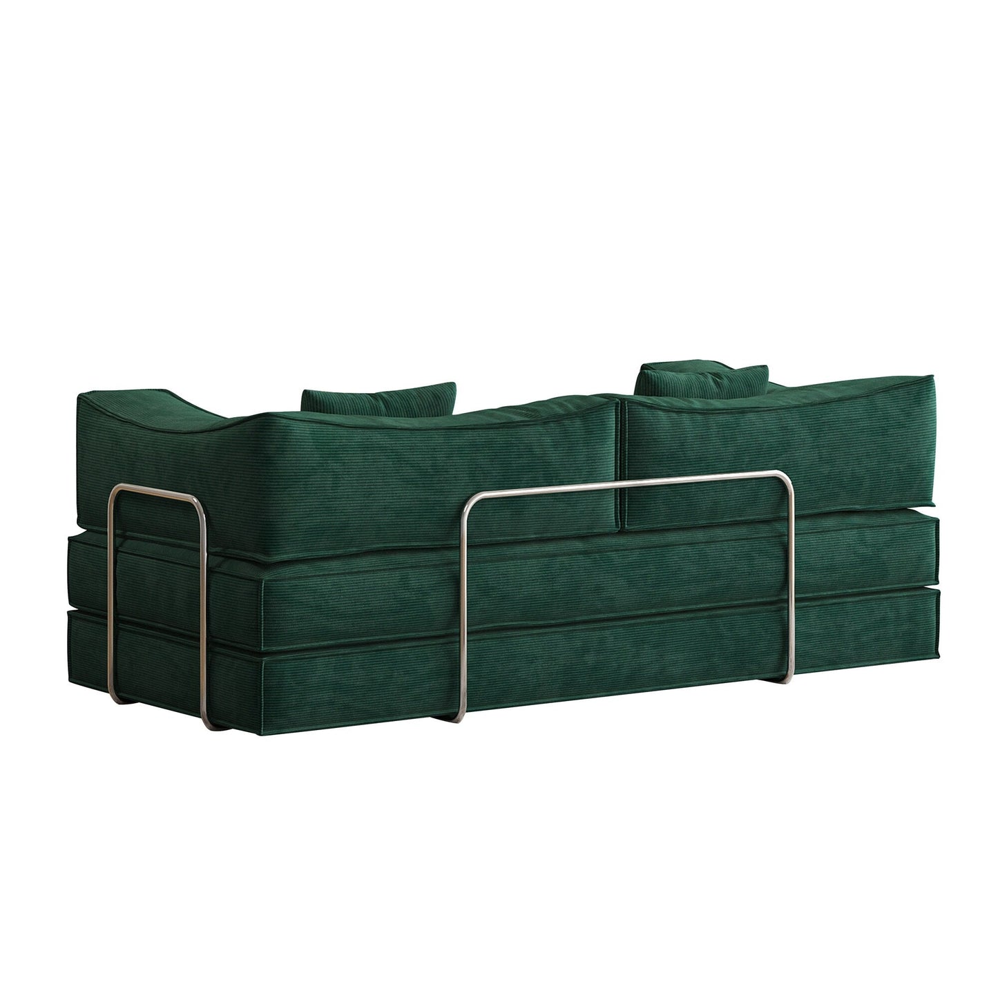 Divano letto imbottito convertibile in velluto a coste, divano futon pieghevole con 2 cuscini