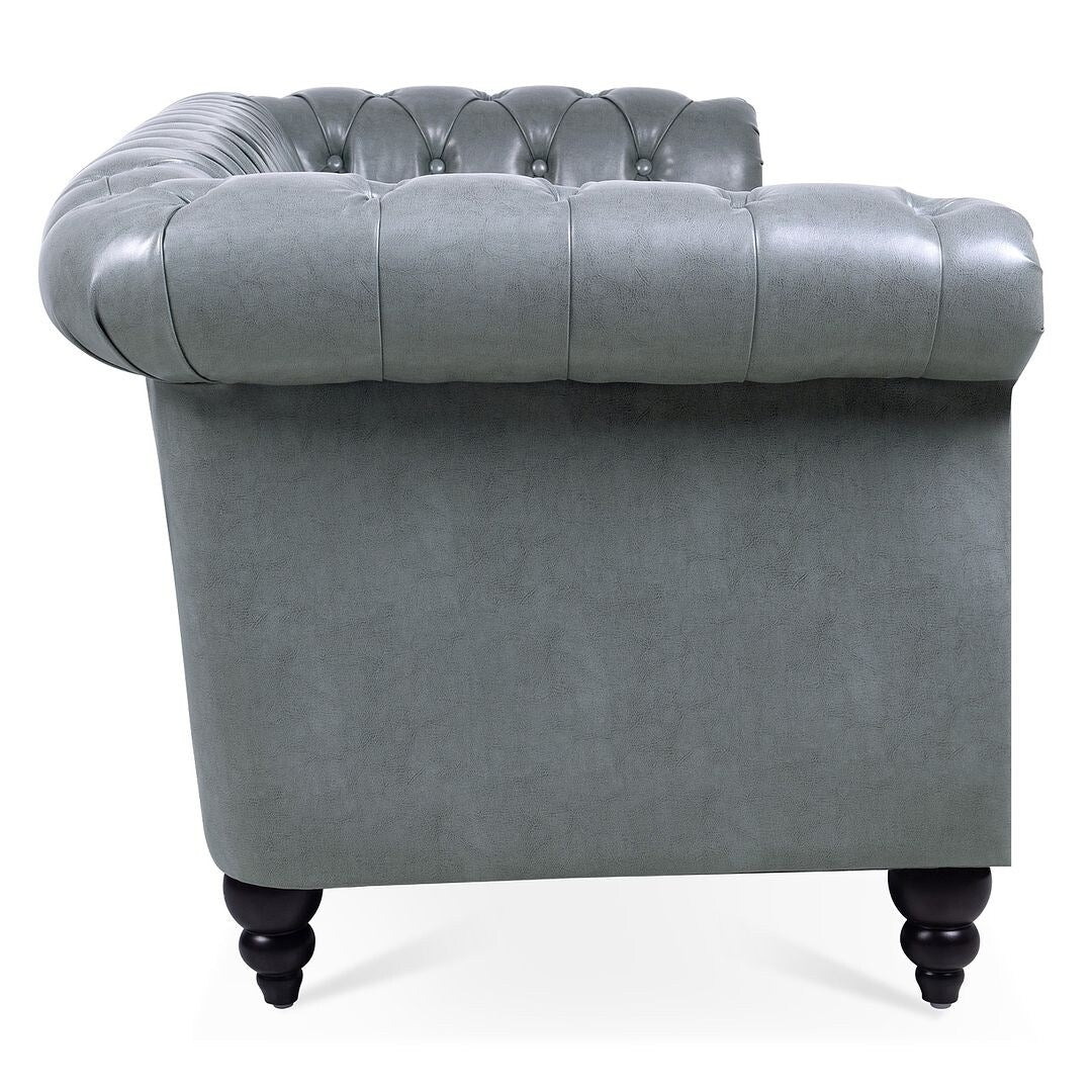 Divano Chesterfield in similpelle trapuntato da 84,65 pollici con braccioli arrotolati