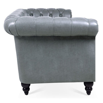 Divano Chesterfield in similpelle trapuntato da 84,65 pollici con braccioli arrotolati