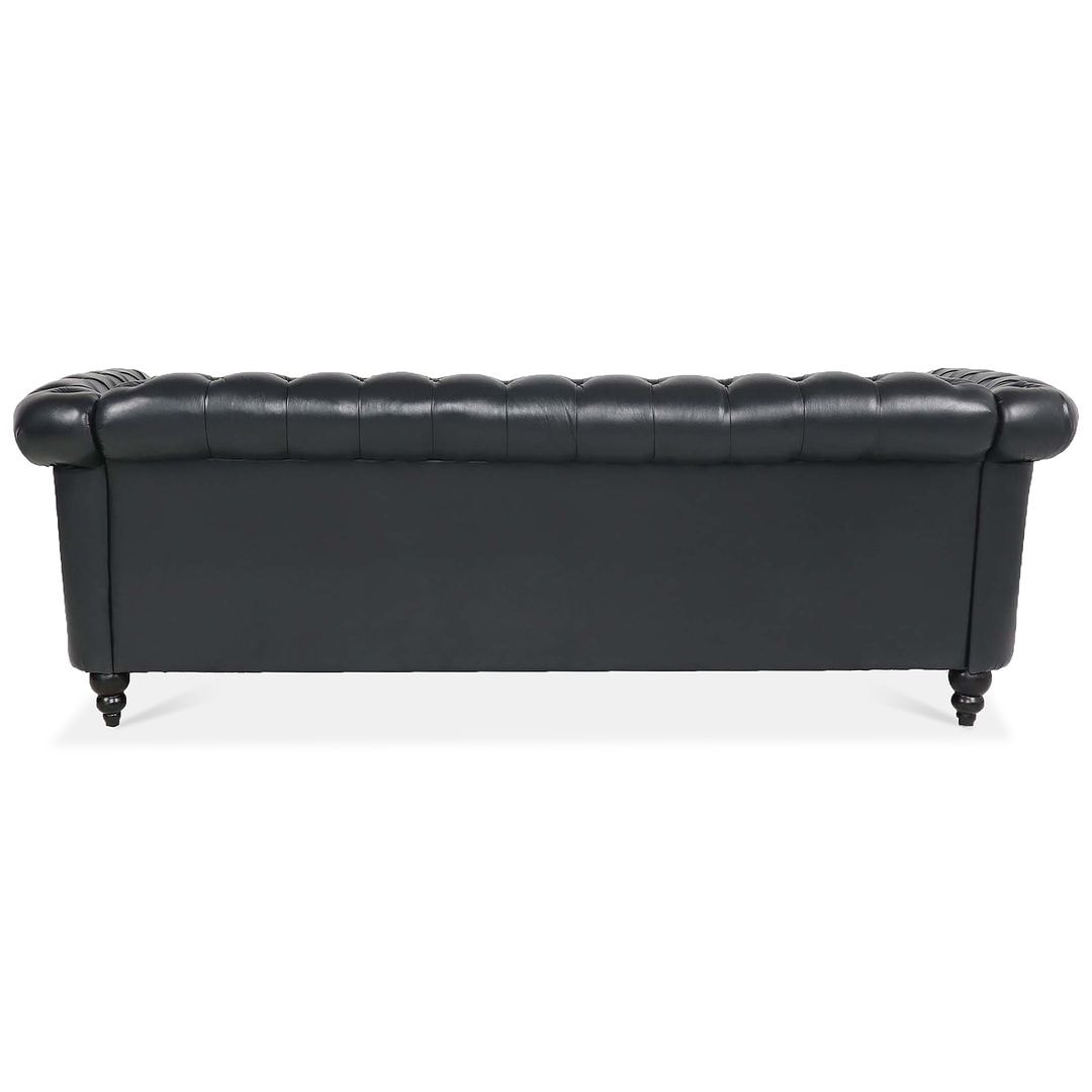 Divano Chesterfield in similpelle trapuntato da 84,65 pollici con braccioli arrotolati