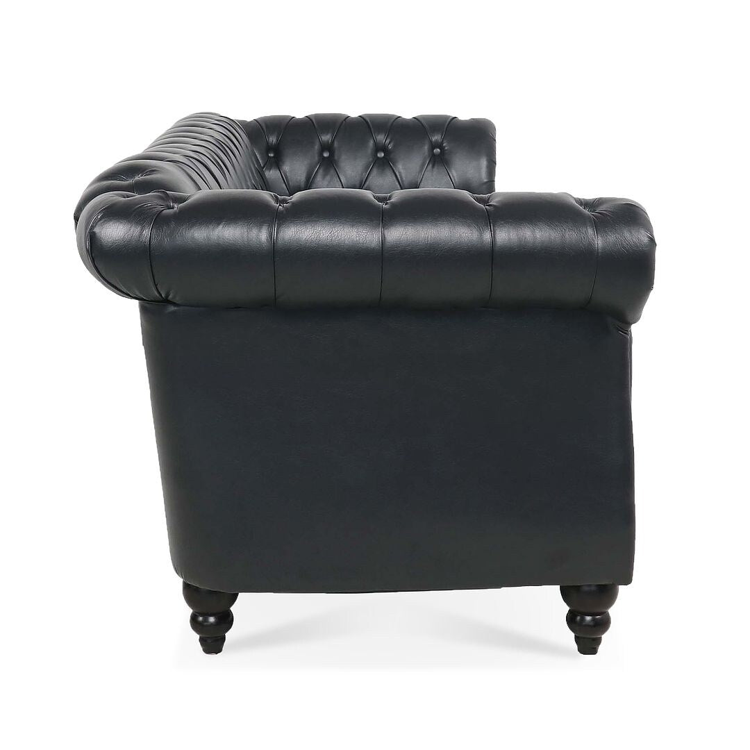 Divano Chesterfield in similpelle trapuntato da 84,65 pollici con braccioli arrotolati