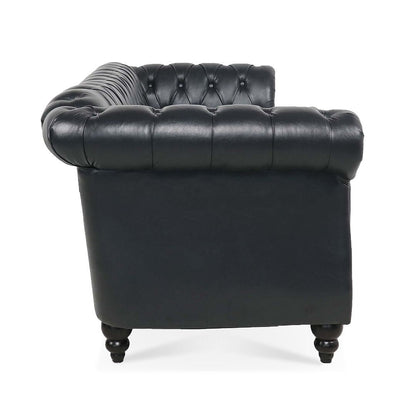 Divano Chesterfield in similpelle trapuntato da 84,65 pollici con braccioli arrotolati