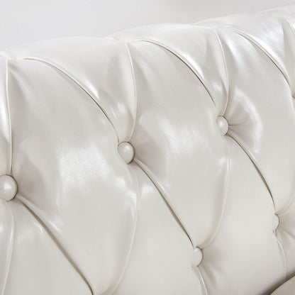 Divano Chesterfield in similpelle trapuntato da 84,65 pollici con braccioli arrotolati