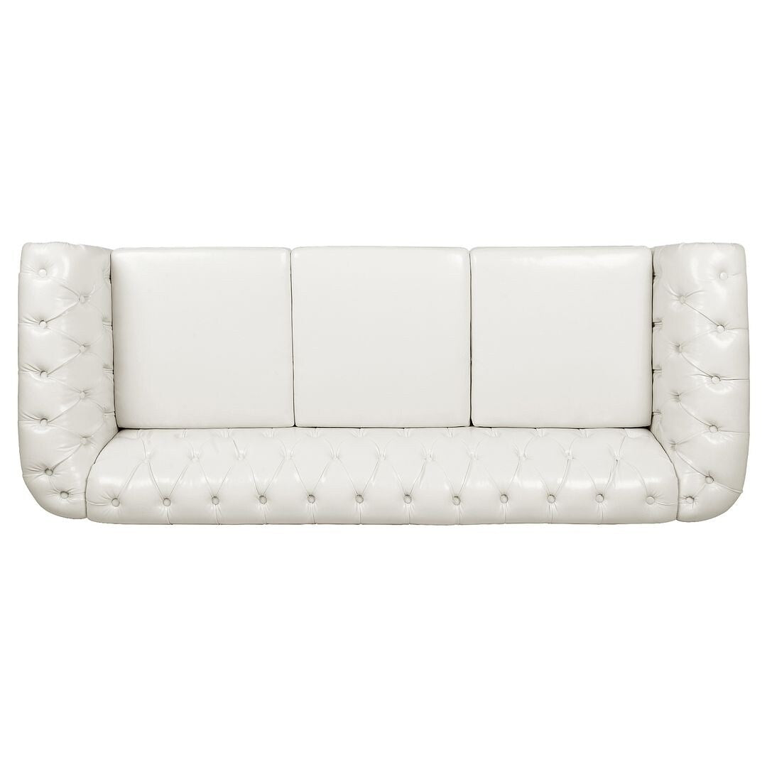Divano Chesterfield in similpelle trapuntato da 84,65 pollici con braccioli arrotolati