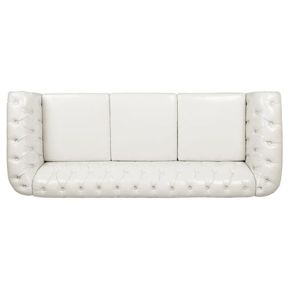 Divano Chesterfield in similpelle trapuntato da 84,65 pollici con braccioli arrotolati