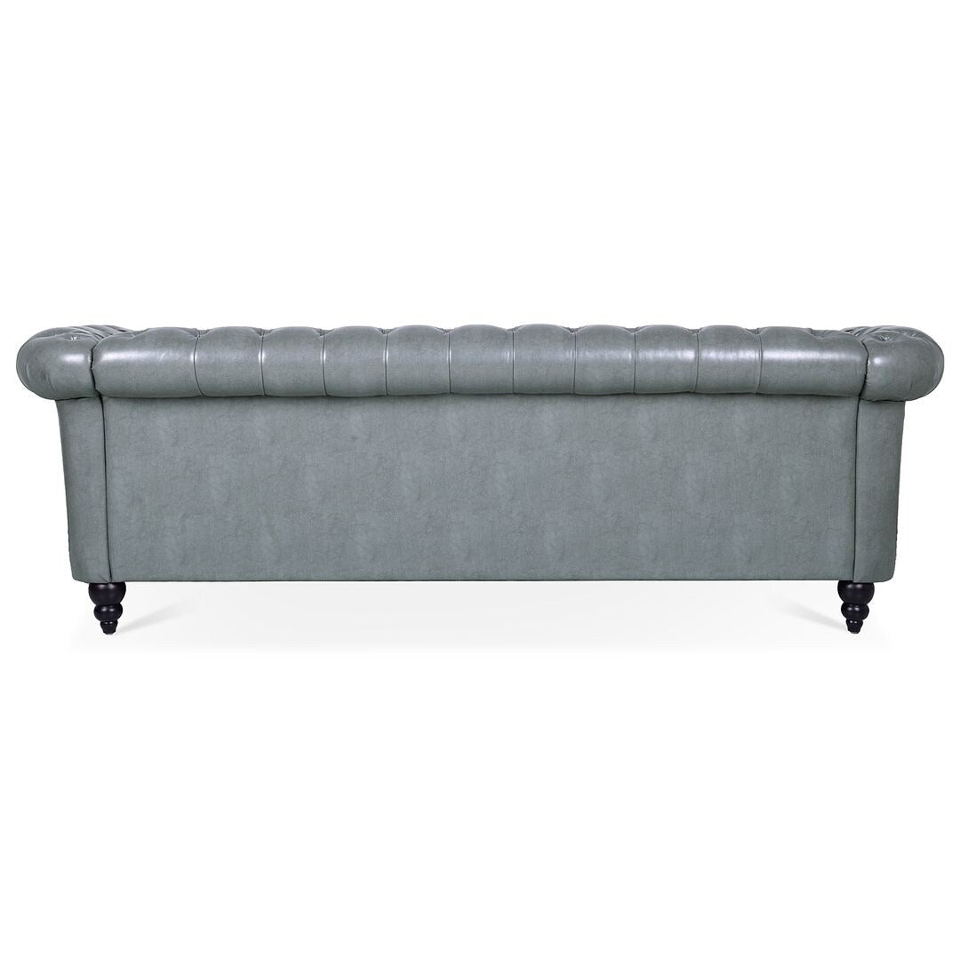 Divano Chesterfield in similpelle trapuntato da 84,65 pollici con braccioli arrotolati