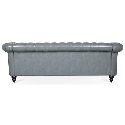 Divano Chesterfield in similpelle trapuntato da 84,65 pollici con braccioli arrotolati