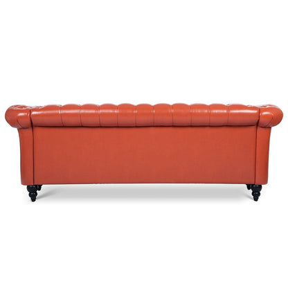 Divano Chesterfield in similpelle trapuntato da 84,65 pollici con braccioli arrotolati