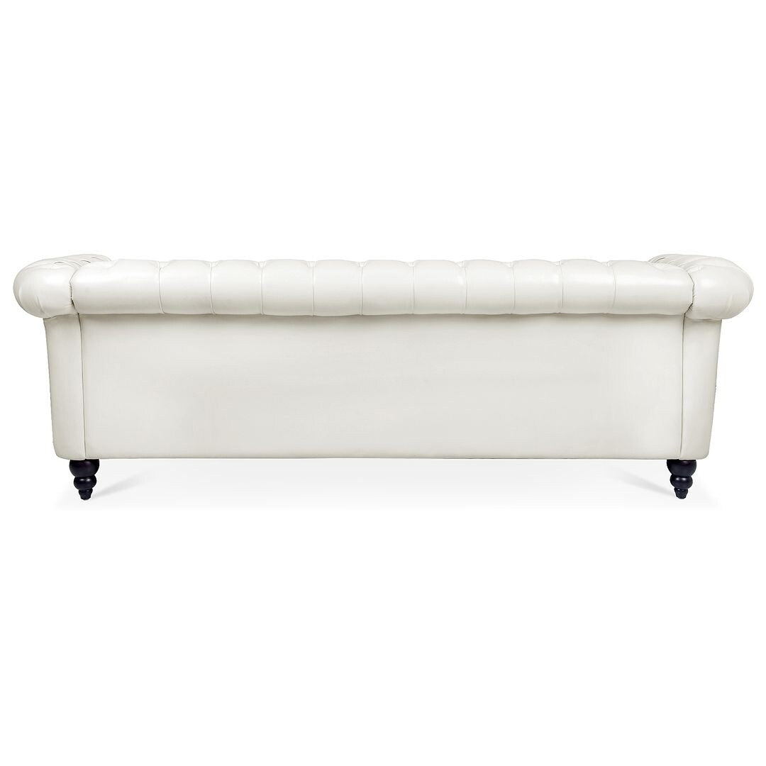 Divano Chesterfield in similpelle trapuntato da 84,65 pollici con braccioli arrotolati